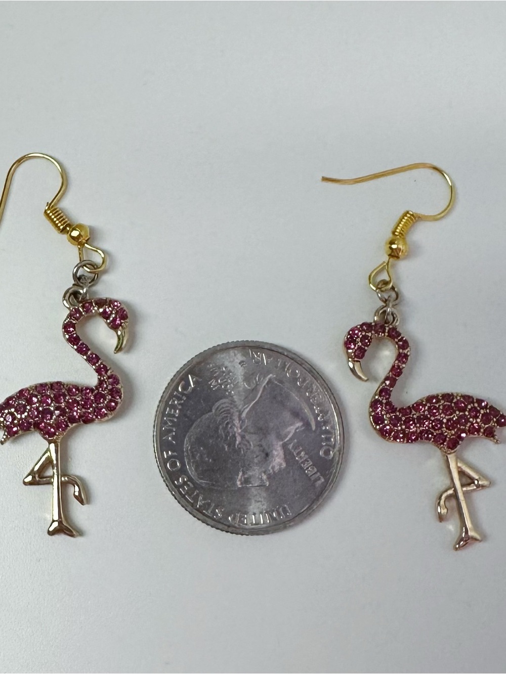 Pink Rhinestone Flamingo Earring - Picture 9 of 9